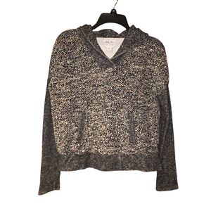 Lucky Brand Lucky Lotus Y2K Womens Gray Knit Hooded Sweater Medium Metallic‎